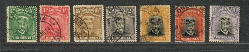 Rhodesia Sc#119//127 Used/F-VF, Partial Set, Ex 123, 126, Cv. $74