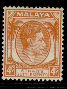 MALAYSIA - Straits Settlements GVI SG280, 4c orange, LH MINT. Cat £35.