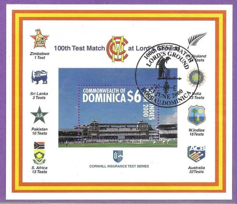 2000   DOMINICA  -  SG.  MS 2870  -  LORD'S  CRICKET  GROUND  -  USED