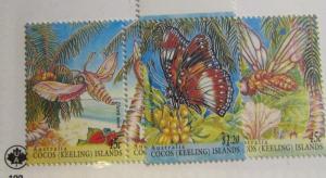 COCOS KEELING ISLANDS  Scott #302-03 ** MNH butterfly bugs,stamp set,  fine +