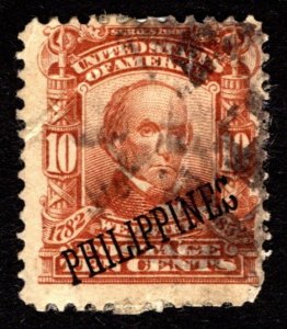 1904, Philippines 10c, Broken S on overprint, Used, Sc 233