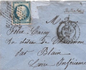 France BALLON MONTE Cover 13/12/1870 PARIS SIEGE Contents BALLOON MAIL MA1033