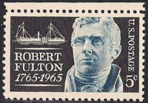 #1270 5 cent Robert Fulton, The Clermont mint OG NH VF
