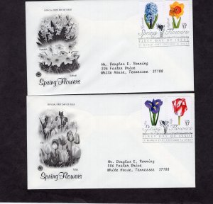 3900-3903 Spring Flowers, set/2 FDC PCS addressed