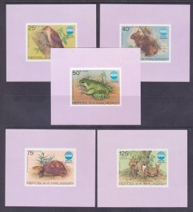 Malagasy Republic 532-35 & C145 1975 Expo 75 IMPERF Animals Set (See Description