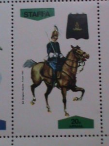 STAFFA-SCOTLAND-UNIFORMS ON HORSES SOLDERS MNH  S/S VF EST.VALUE $12