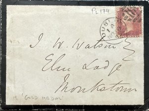 GB QV 1875 IRISH MOURNING COVER PENNY RED ‘OH’ PL174 FROM DUBLIN TO MONKS-TOWN. 