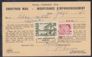 Canada - Jul 1971 $0.14  Maitland, NS Shortpaid Mail Card