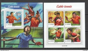 2015 Sierra Leone Sport Table Tennis Ping Pong 1Kb+1Bl ** Stamps St530