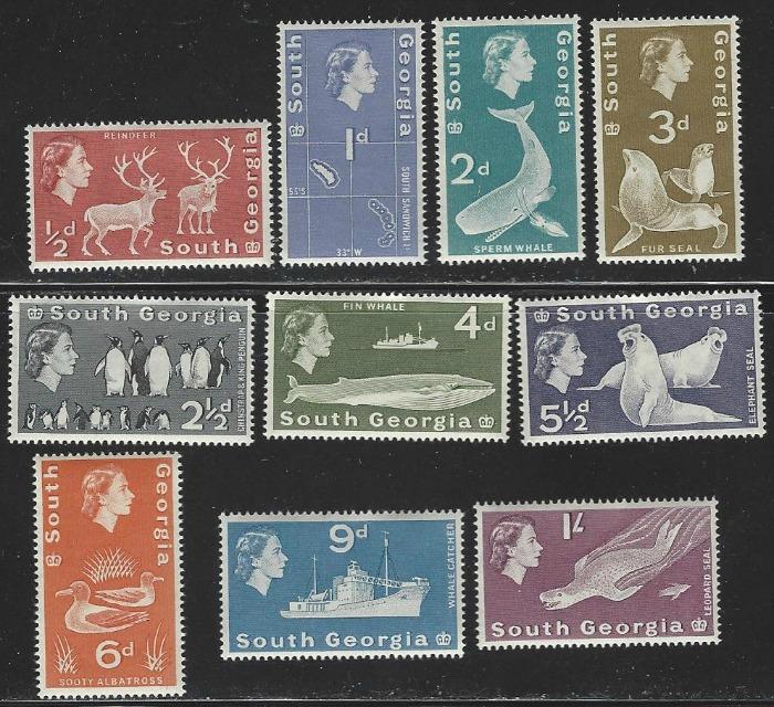 South Georgia #1-10 MNH Short Set of 10 cv $31.15