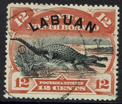 LABUAN 1894 CROCODILE 12C PERF 14.5 - 15 USED  