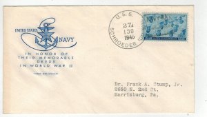 Better Farnam 1945 US NAVY PATRIOTIC #935 UNOFFICIAL RARE USS SCHROEDER CANCEL!