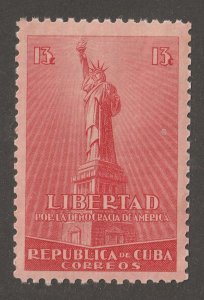 Cuba, stamp, scott#372,  mint, hinged,  13 cents, red, Liberty