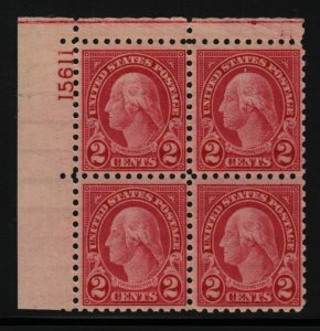 1924 Sc 583 MNH original gum plate block 15611UL CV $110