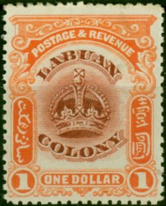 Labuan 1902 $1 Claret & Orange SG128 Fine MM