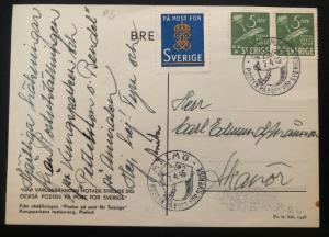 1946 Malmo Sweden Picture Postcard cover PPC War Postal Service WW2