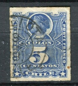 CHILE; 1877-78 classic Columbus rouletted issue used shade of 5c. value