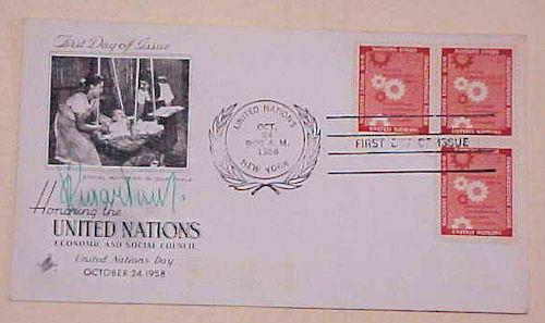 UNITED NATIONS  NY  AUTOGRAPH 1958 CACHETED