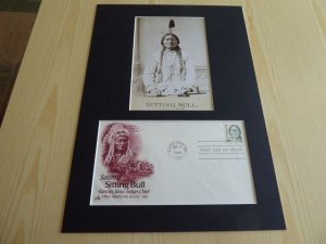 Chief Sitting Bull USA FDC Cover and mounted photograph mount size A4