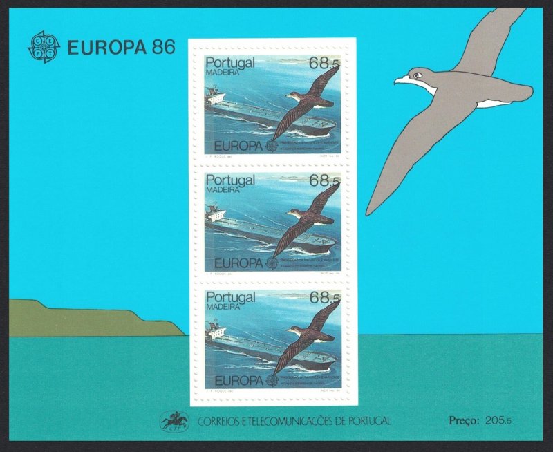 Madeira Shearwater Bird Oil Tanker Europa CEPT MS 1986 MNH SC#110a