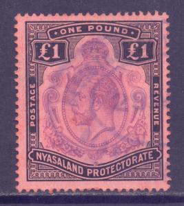 Nyasaland Scott 23 - SG98, 1913 George V £1 fiscally used