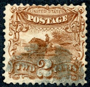 #113 – 1869 2c Pony Express, brown. Used. Good Centering.