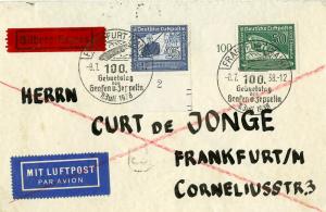 Germany Stamps #C59-60 Zeppelin Flight Cover Proper Markings