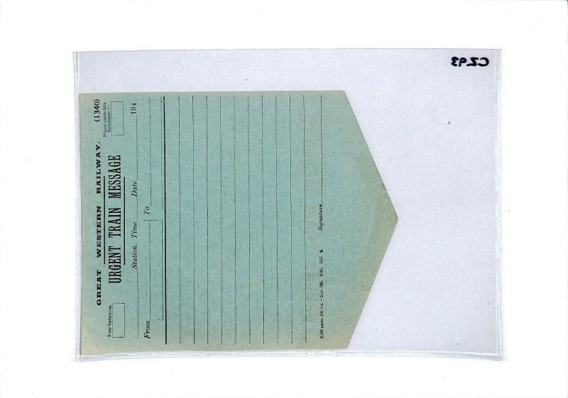 GB RAILWAY *Urgent Train Message* Unused Envelope Letter-Sheet c1941 Cover CZ93 