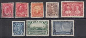 Canada Sc 87/216 MLH. 1899-1935 issues, 8 different w/ small faults, F-VF appear