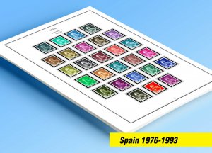 COLOR PRINTED SPAIN 1976-1993 STAMP ALBUM PAGES (101 illustrated pages)