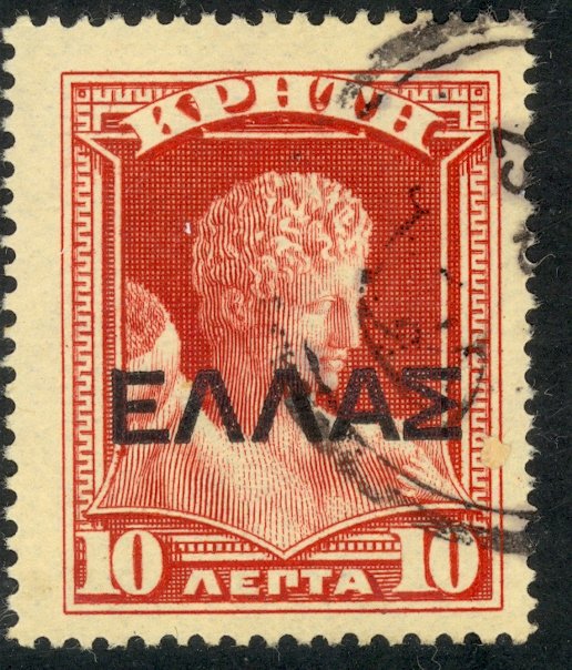 CRETE 1909-10 10l HERMES with ELLAS Overprint Sc 114 VFU GREECE