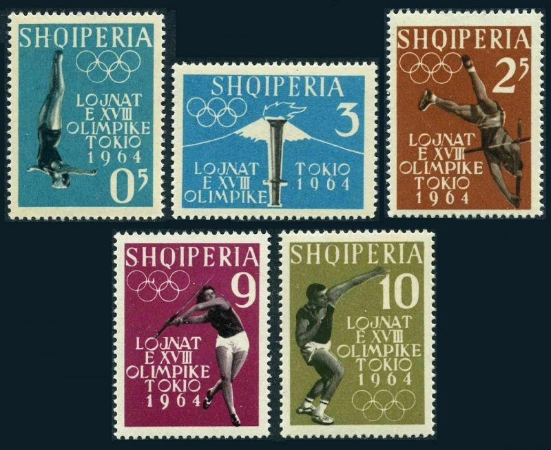 Albania 616-620,MNH.Michel 657-661. Olympics Tokyo-1964.Diver,Javelin,Shot put.