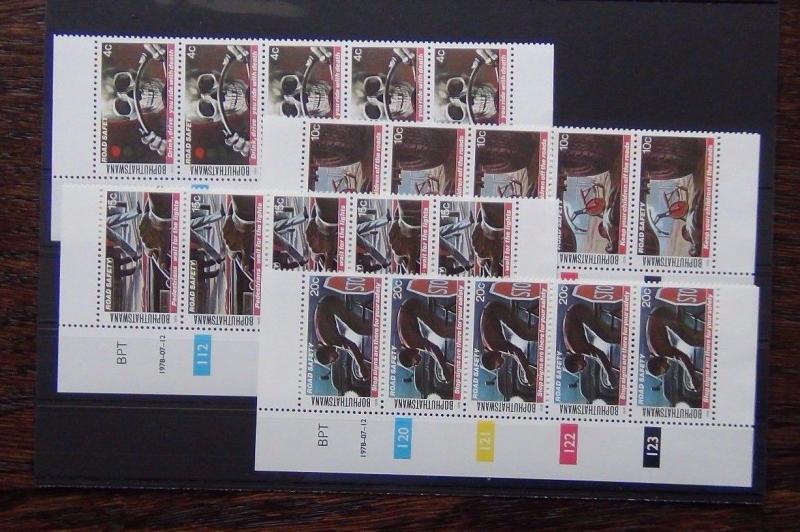 Bophuthatswana 1978 Road Safety set in control strips of 5 MNH 