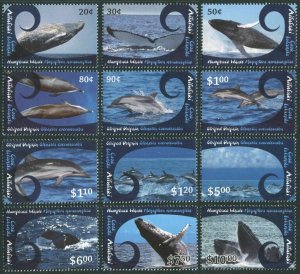 Aitutaki 581-592,593 sheet/12,MNH. Cetaceans,2012.Whales & Dolphins.