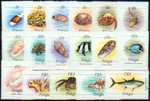 Tonga 1984 Marine Life set of 17 SG865-881 Fine MNH