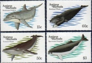 Antigua 1983 - Marine Life Whales Fish - Set of 4 Stamps - Scott #703-6 - MNH