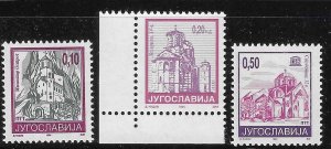 Yugoslavia 1994 Monasteries Sc 2257-2258, 2260 MNH A2310