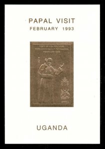 Uganda 1993 - POPE JOHN PAUL II - Souvenir Sheet Gold (Scott #1124) - MNH