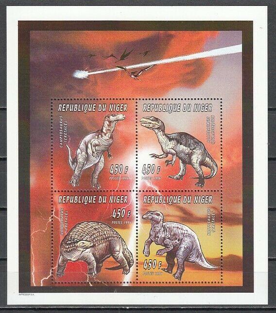 Niger, Scott cat. 926. Dinosaurs sheet of 4. ^