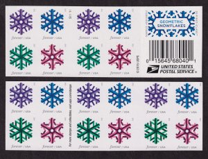 2015 Snowflakes 4 different Sc 5034d IMPERF booklet pane of 20 plate no S11111