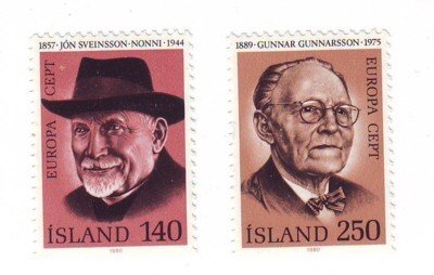 Iceland Sc 528-529 1980 Europa writers stamp set mint NH