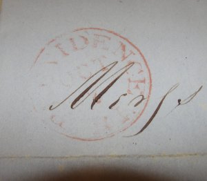 Old 1847 Hand Stamped “5” Letter – Providence, RI. to Vermont