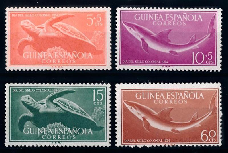 [66026] Spanish Colony Guinea 1954 Marine Life Shark Turtle  MLH