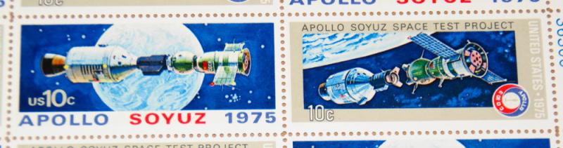 1975 sheet of stamps, Apollo Soyuz Sc #1569-70