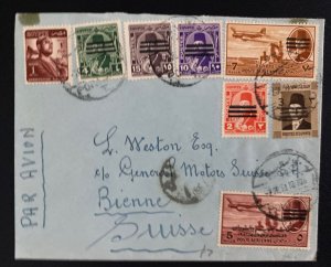 1953 Port Said Egypt Airmail Cover To Bienne Switzerland