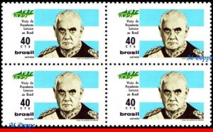 1214 BRAZIL 1972 ALEJANDRO A.LANUSSE, PRESIDENT ARGENTINA, MI# 1308, BLOCK MNH