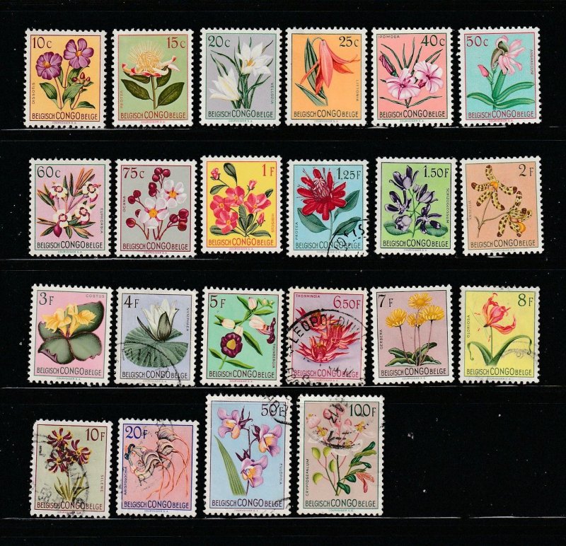 Belgian Congo 263-284 Set M&U Flowers, 273&279 Thins