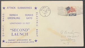 USS GREENLING SSN-614/GATO SSN-615 SECOND LAUNCH LENGTHENING APR 1965 CACHET