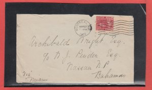 2c Admiral 1912 cover Montreal to Bahamas via Miami, Canada cover receiver