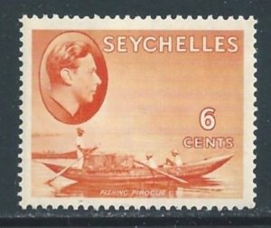 Seychelles #128 NH 6c George VI Defin. - Canoe - Orange